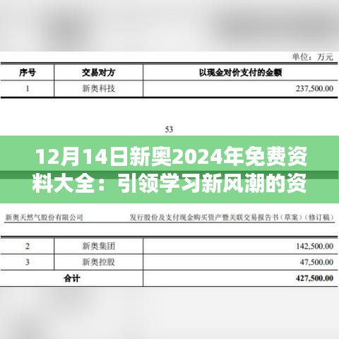 12月14日新奥2024年免费资料大全：引领学习新风潮的资料集
