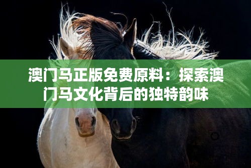 澳门马正版免费原料：探索澳门马文化背后的独特韵味
