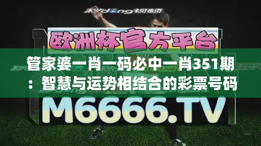 管家婆一肖一码必中一肖351期：智慧与运势相结合的彩票号码选择