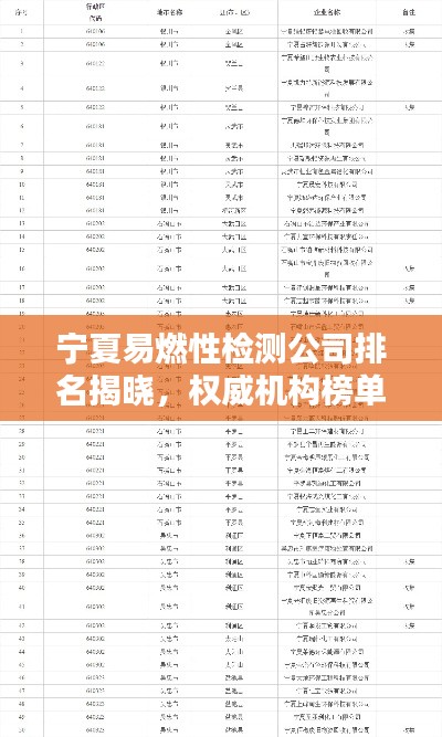 宁夏易燃性检测公司排名揭晓，权威机构榜单来袭！