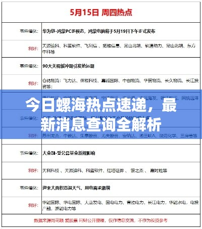 今日螺海热点速递，最新消息查询全解析