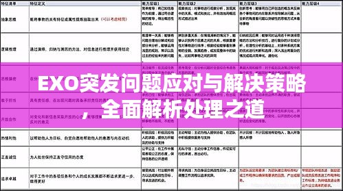 EXO突发问题应对与解决策略，全面解析处理之道