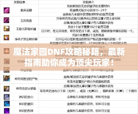 魔法家园DNF攻略秘籍，最新指南助你成为顶尖玩家！