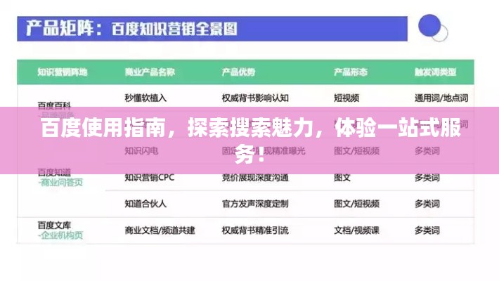百度使用指南，探索搜索魅力，体验一站式服务！